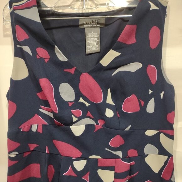 GEORGE BY MARK EISEN RASPBERRY BLACK GRAY SLEEVELESS DRESS WOMEN'S SIZE 8 - Picture 2 of 12